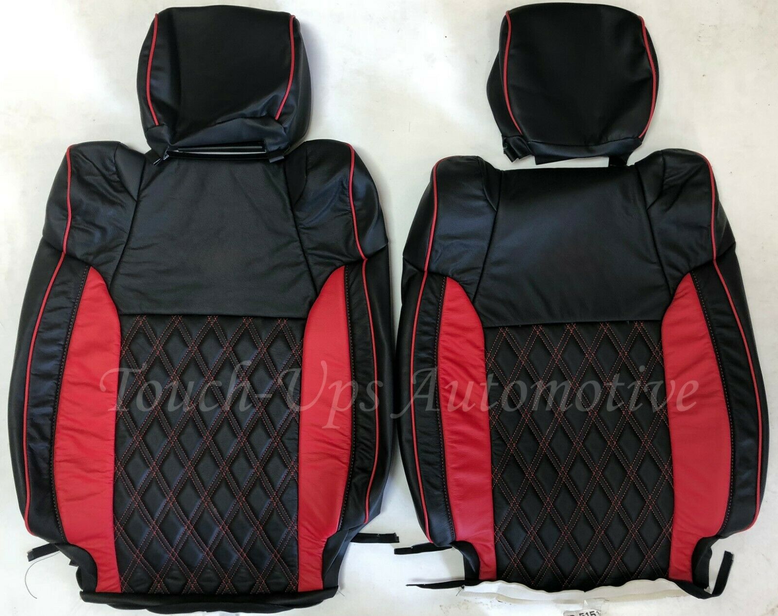 Black Salsa Red Leather Seat Covers TekStitch 2014-2021 Tundra CrewMax Double Cab diamond