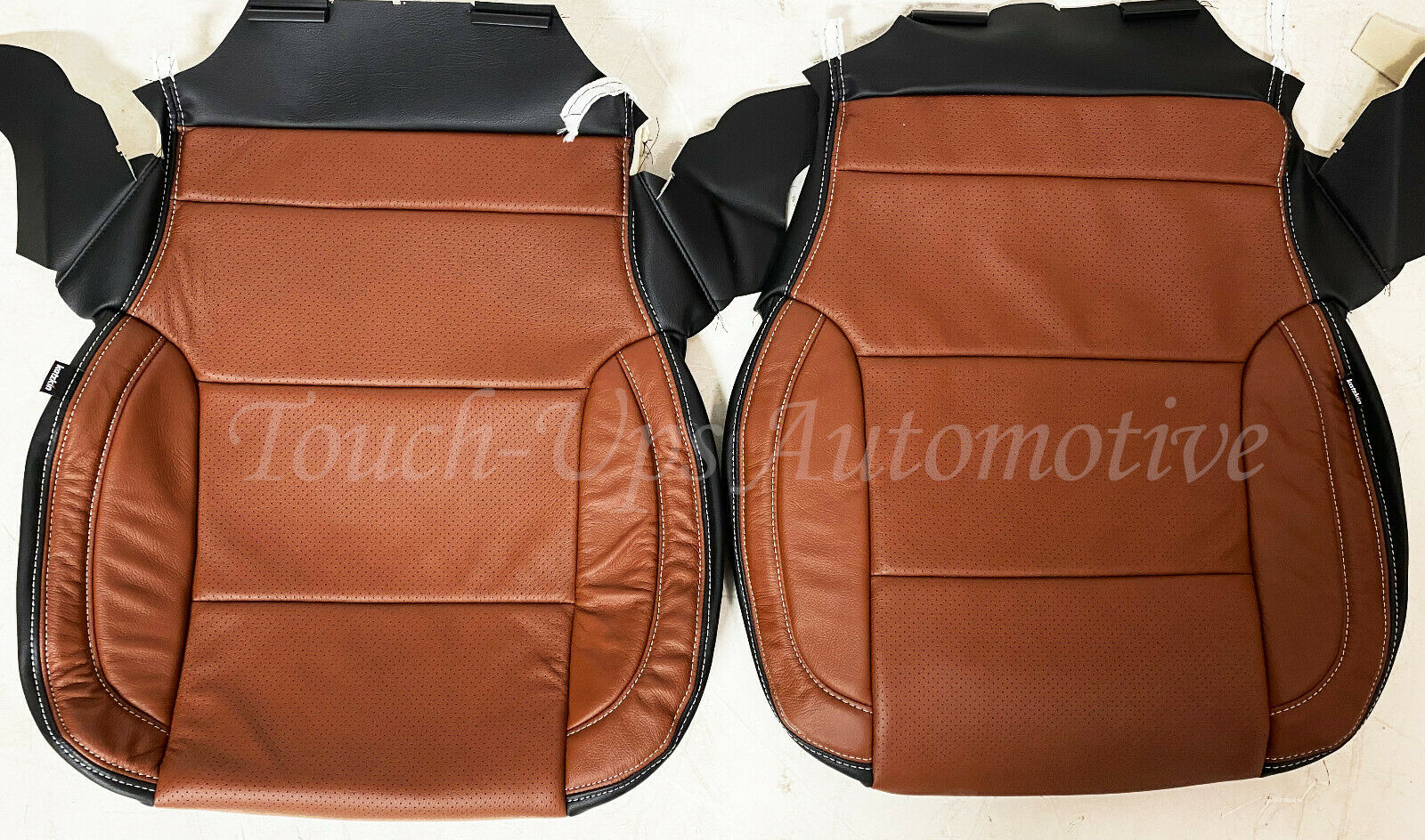 2014-2018 Silverado Double or Crew Cab Leather Seat Covers Kit Mahogany Silver