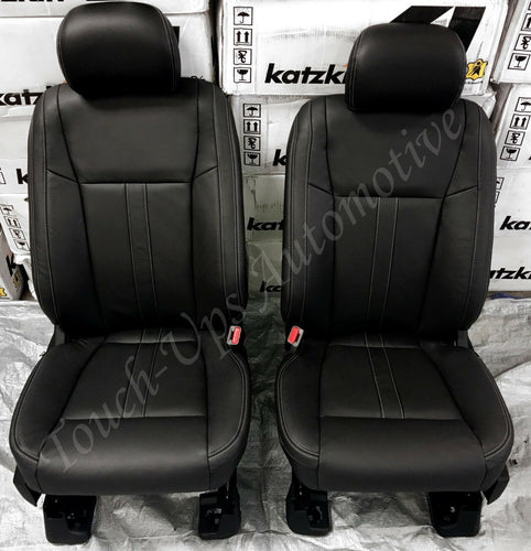 2019-20 Ford F-150 XLT SuperCrew KATZKIN Black Leather Seat Covers Lariat Design