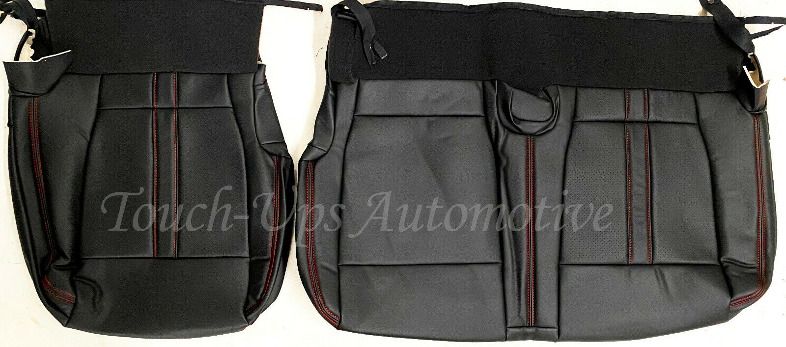 2015-2020 Ford F-150 XLT SuperCrew KATZKIN Black Red Leather Seat Covers Perfed