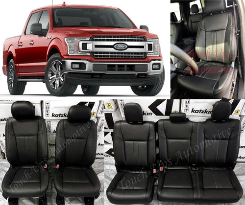 2019-20 Ford F-150 XLT SuperCrew KATZKIN Black Leather Seat Covers Lariat Design