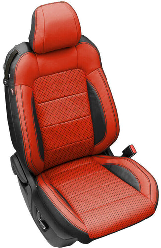 KATZKIN Leather Seat Kit for 2015-2020 Ford Mustang Coupe V6 GT Black Salsa Red