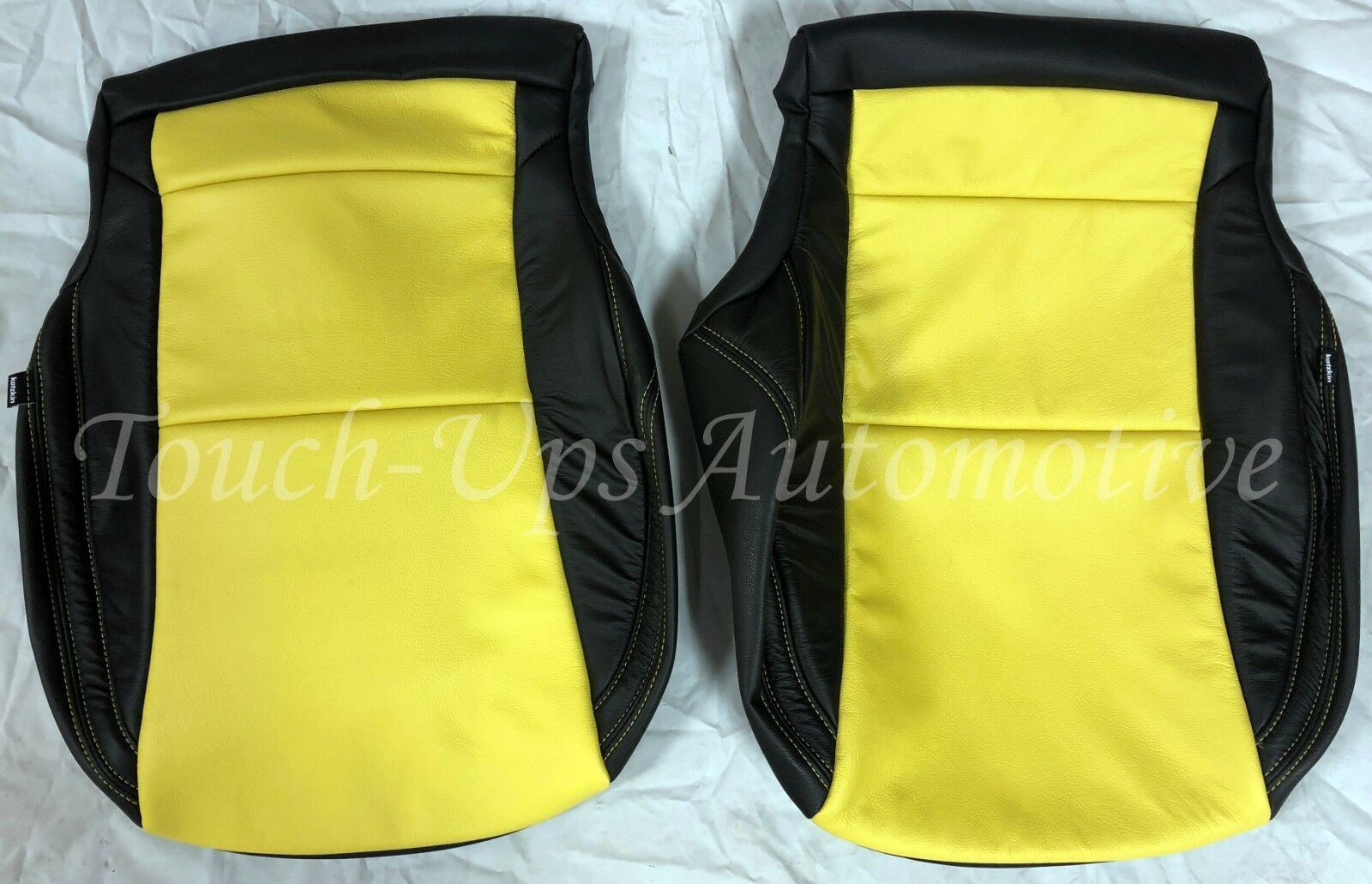 2010-2015 Camaro LS RS SS Custom KATZKIN Leather Seat Covers Black Yellow Center