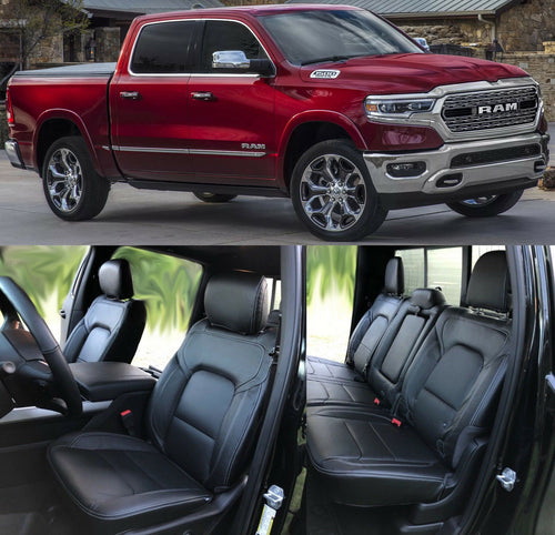 2019-20 Dodge Ram Crew Cab Big Horn Lone Star KATZKIN Black Leather Seat Covers