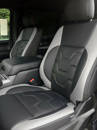 2015-2019 Ford F-150 XL SuperCrew ALEA Black Gray Leather Seat Covers Custom
