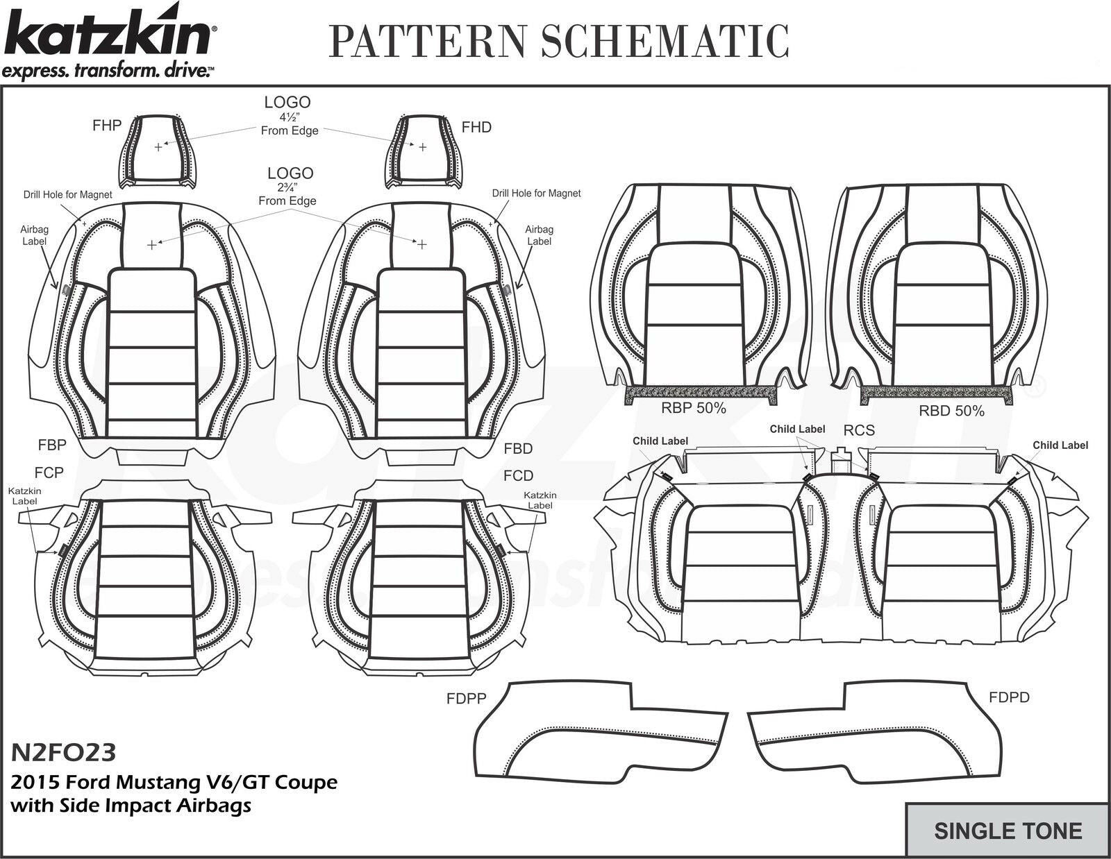 2015-2020 Ford Mustang Coupe V6 GT Custom Design KATZKIN Leather Seat Kit NEW