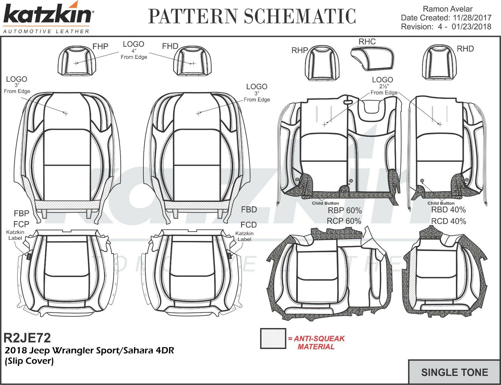 2018-2021 Jeep Wrangler Sahara JL KATZKIN Leather Seat Cover Kit Red Stitch Perf
