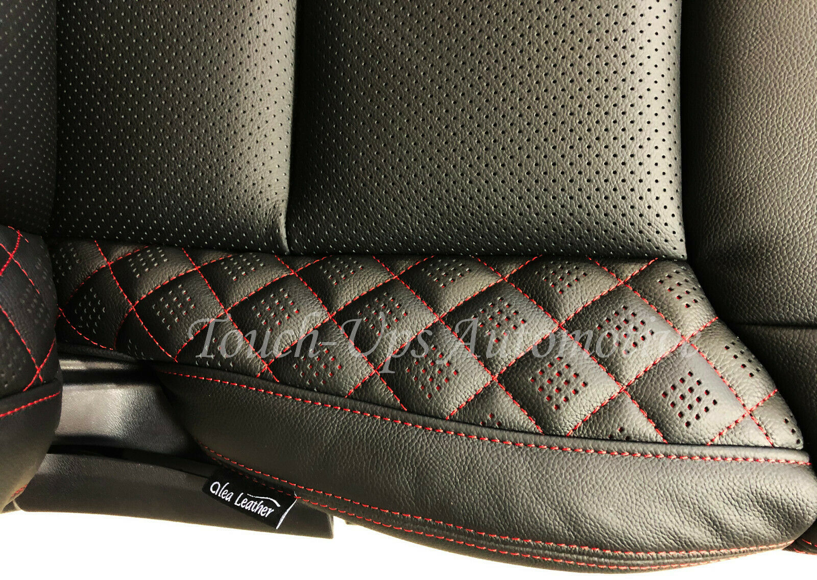 2014-20 Toyota Tundra CrewMax ALEA Diamond Edition Leather Seat Covers Black Red