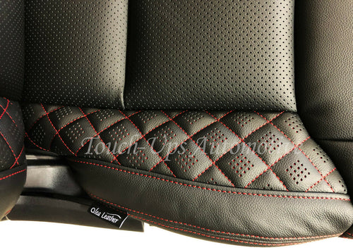 2014-20 Toyota Tundra CrewMax ALEA Diamond Edition Leather Seat Covers Black Red
