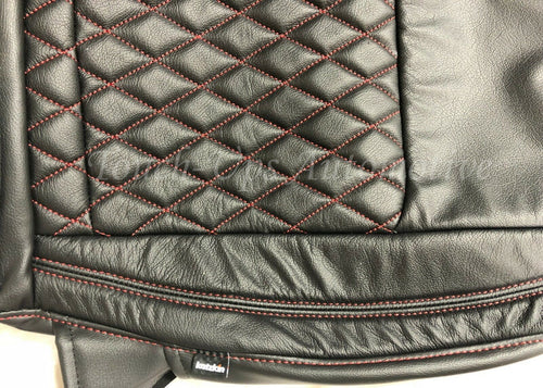 2018-22 Jeep Wrangler JL Leather Seat Covers Black Red Diamond Tekstitch Inserts