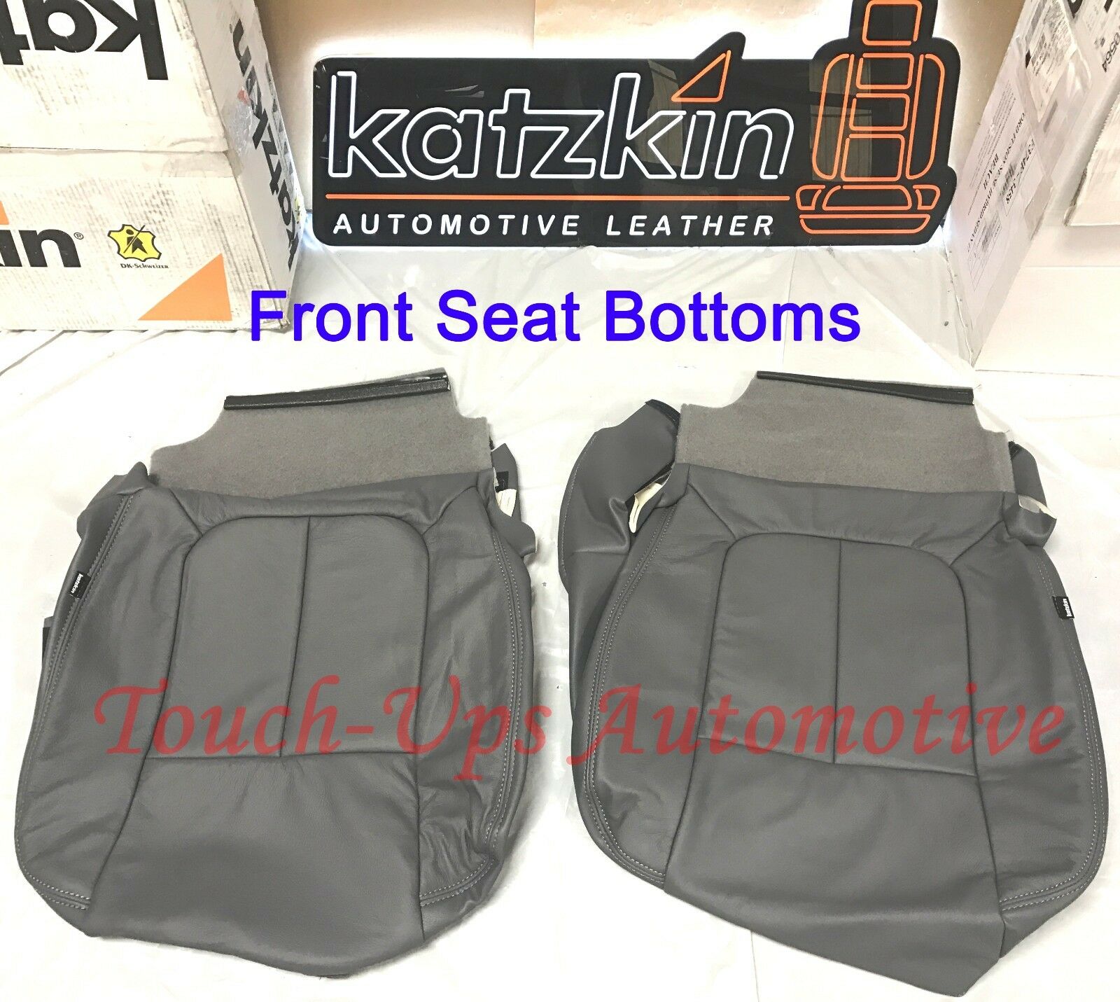 2013 2014 Ford F-150 XLT SuperCrew Cab Katzkin Leather Seat Covers Gray Steel