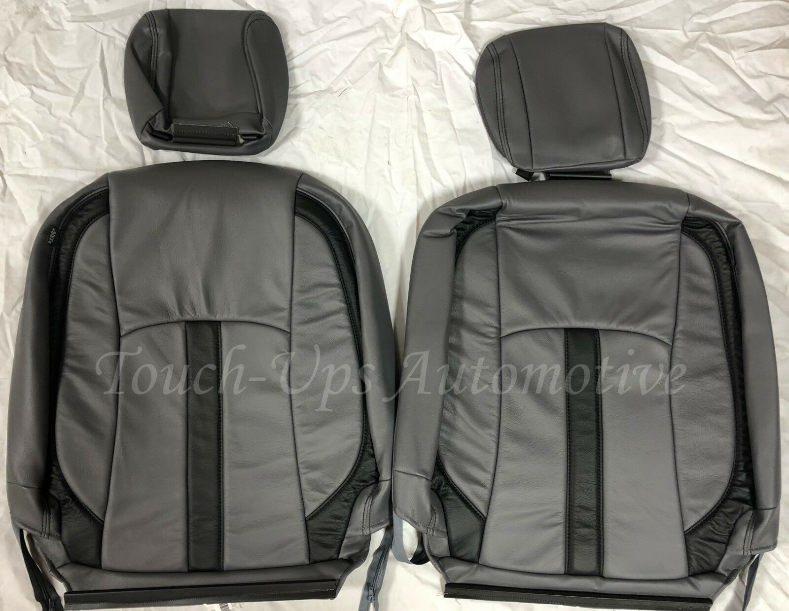 13-18 Dodge Ram Crew or Quad Cab Diesel Gray with Black Katzkin Leather Seat Covers Logos