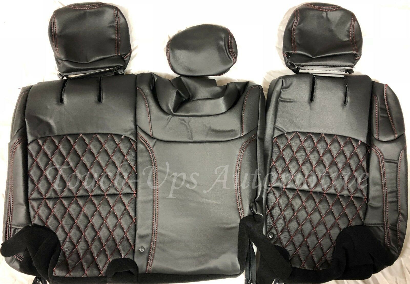2018-22 Jeep Wrangler JL Leather Seat Covers Black Red Diamond Tekstitch Inserts