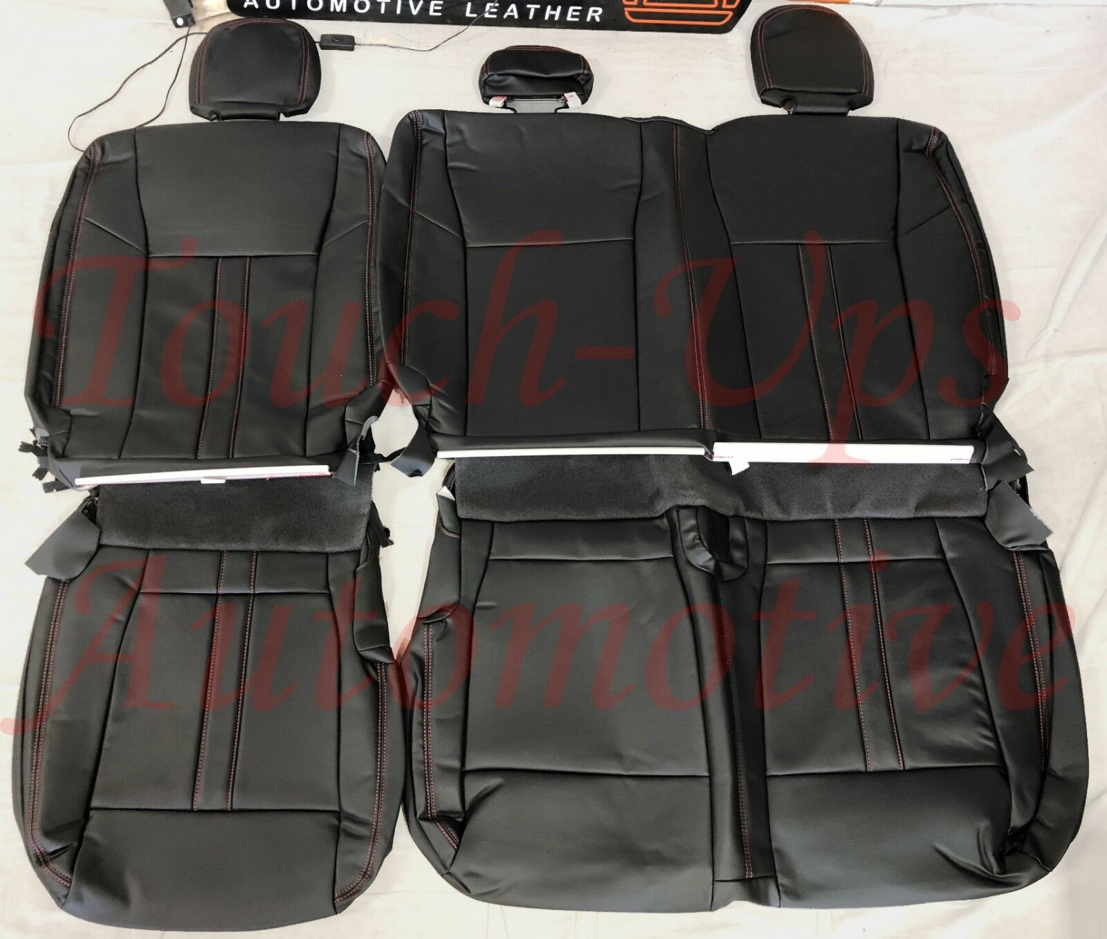 2015-2020 Ford F-150 XLT SuperCrew KATZKIN Black Red Leather Seat Covers Kit