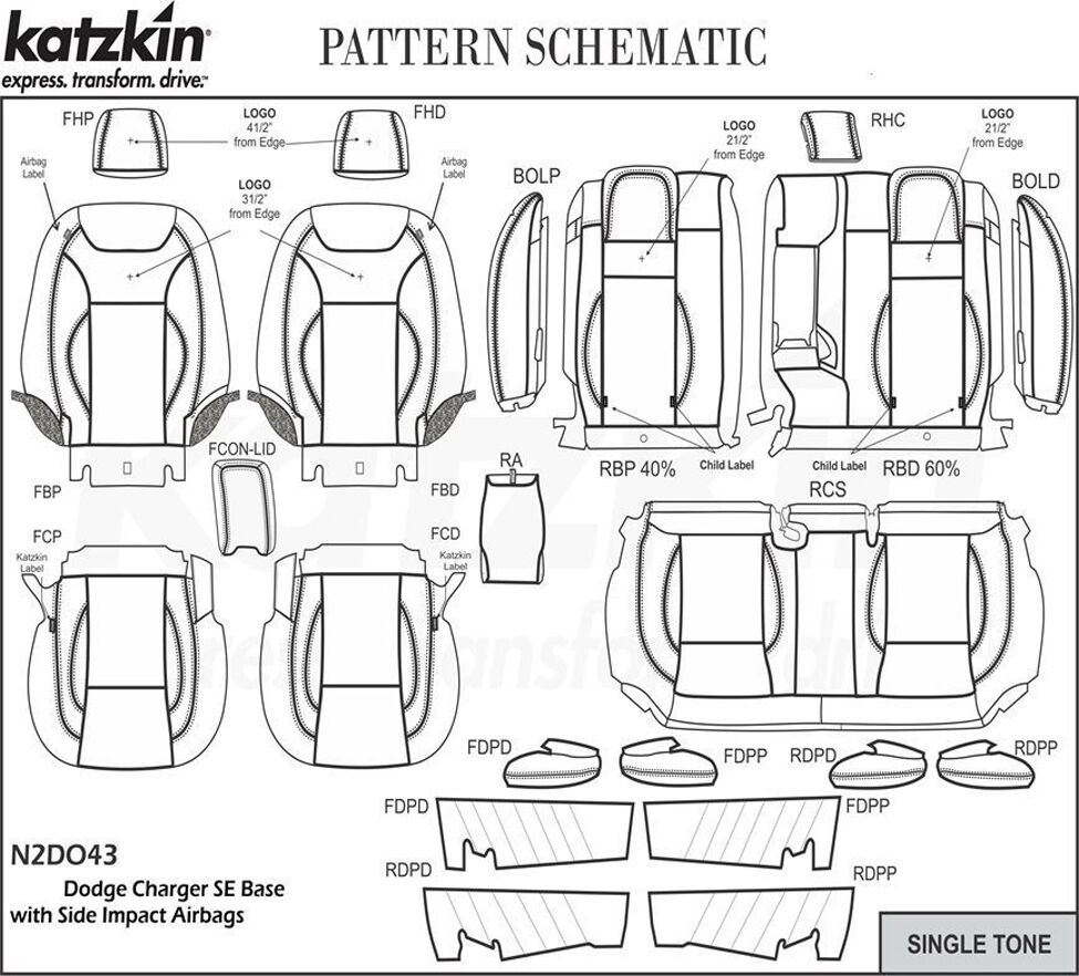 2015 2016 2017 Dodge Charger SE Custom Design KATZKIN Leather Seats NEW Salsa
