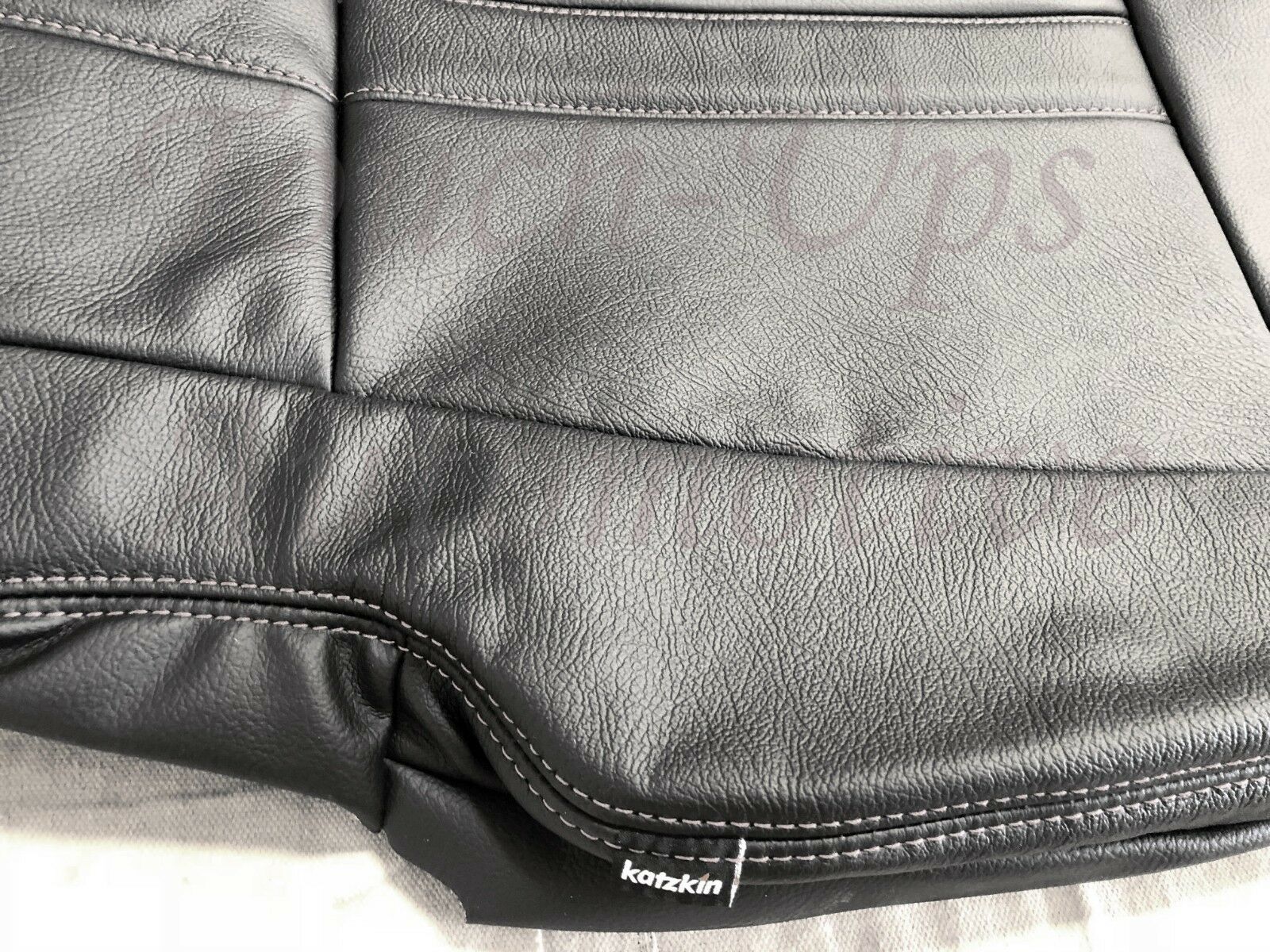 2015-2018 F-150 XLT SuperCrew KATZKIN Black Gray Stitching Leather Seat Covers