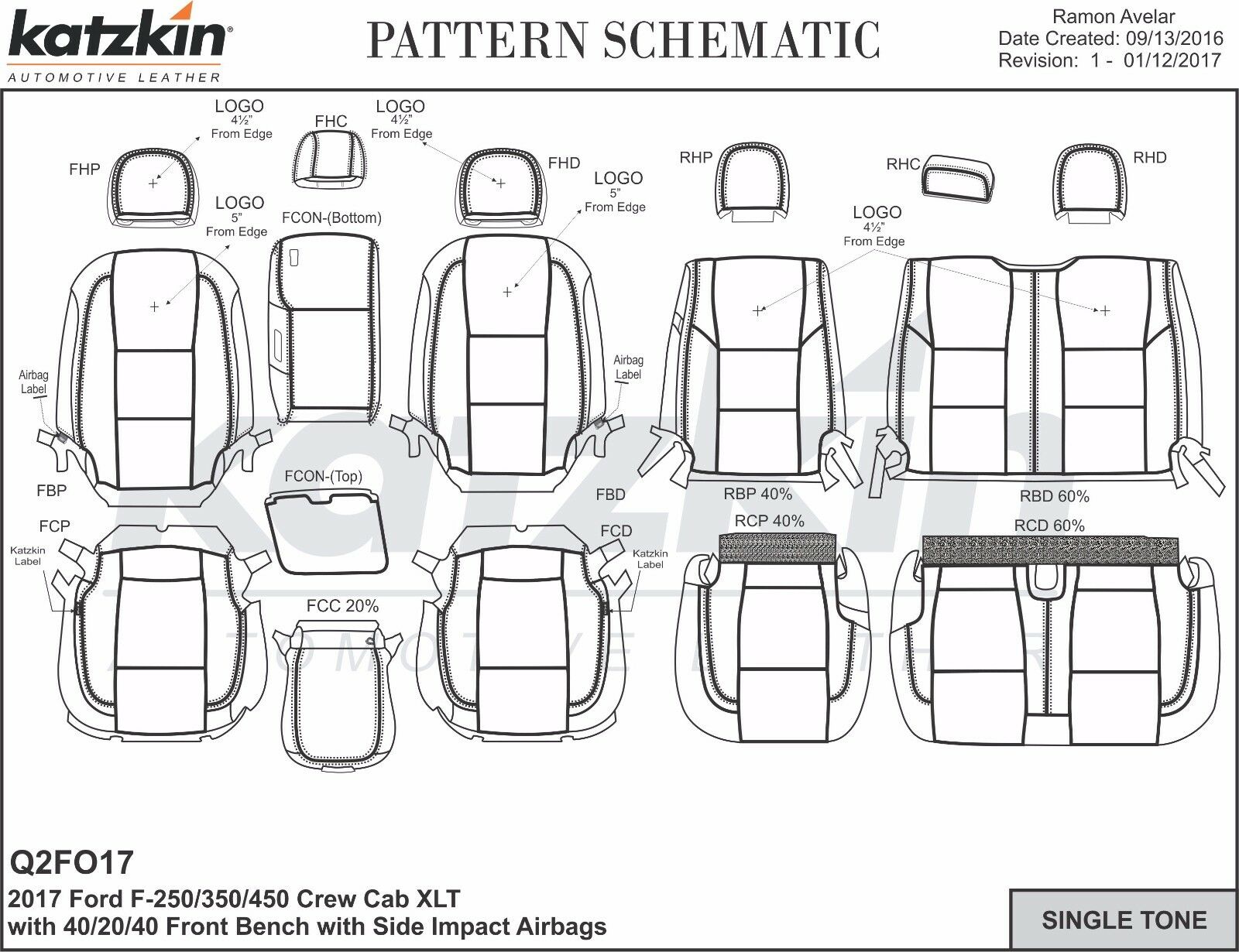 2017-2018 Ford F-250 XLT Super Crew Cab KATZKIN Leather Seat Medium Earth Gray