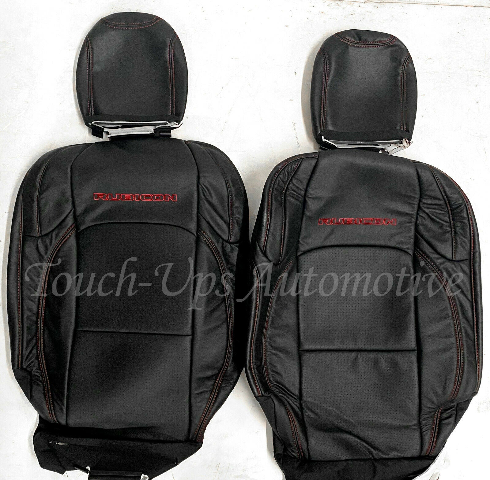 2018-20 Jeep Wrangler Rubicon JL KATZKIN Leather Seat Covers Blk Red Logos Perf