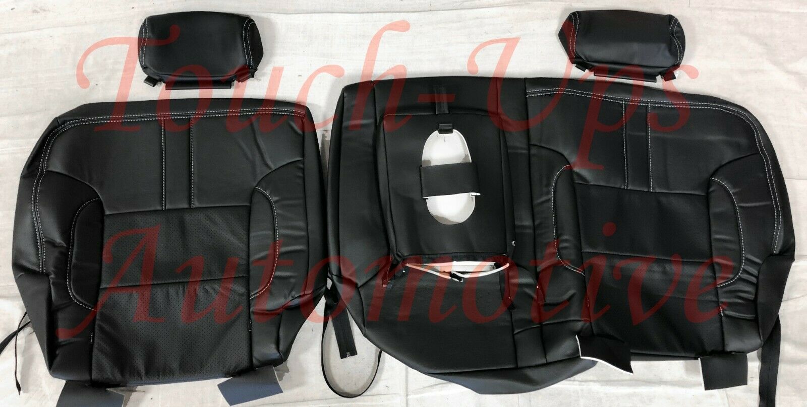 Leather Seat Covers 2014-2018 Chevrolet Silverado Crew Cab Black Silver *Design*