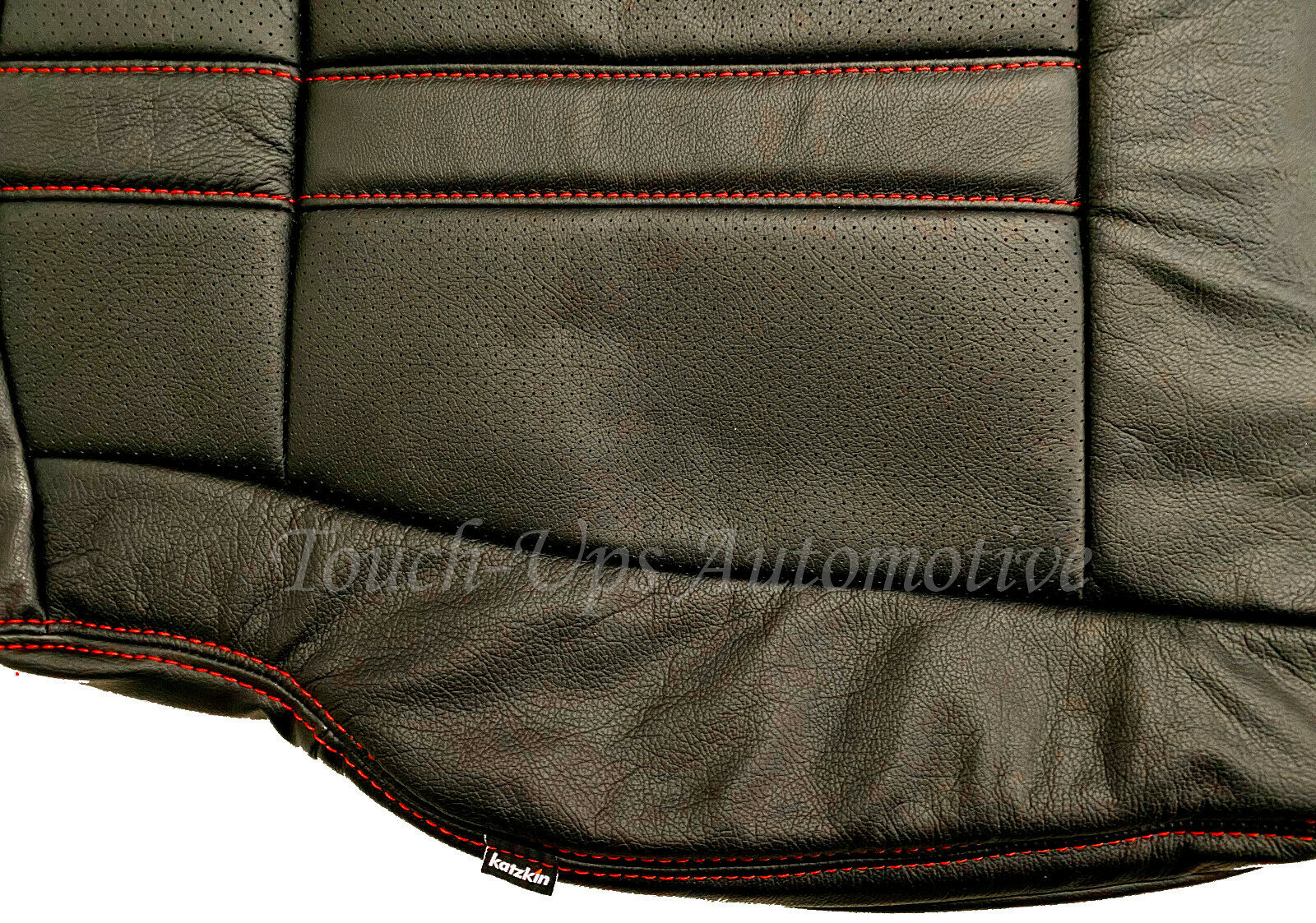 2015-2020 Ford F-150 XLT SuperCrew KATZKIN Black Red Leather Seat Covers Perfed