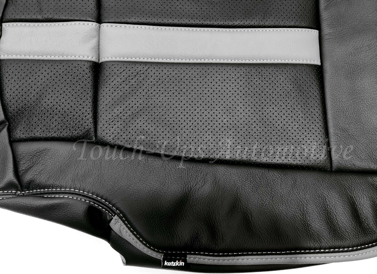 2015-2018 Ford F-150 XLT SuperCrew Katzkin Leather Seat Covers Black Gray SEMA
