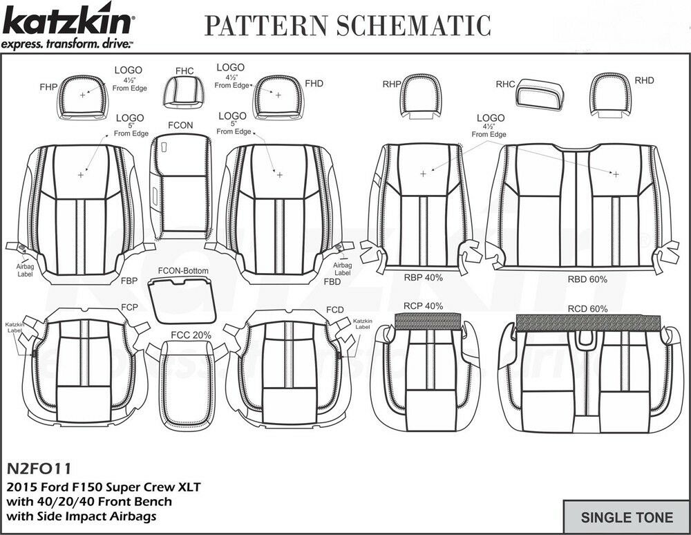 2015-2018 Ford F-150 XLT SuperCrew KATZKIN Leather Seat Covers Kit Camel Replace