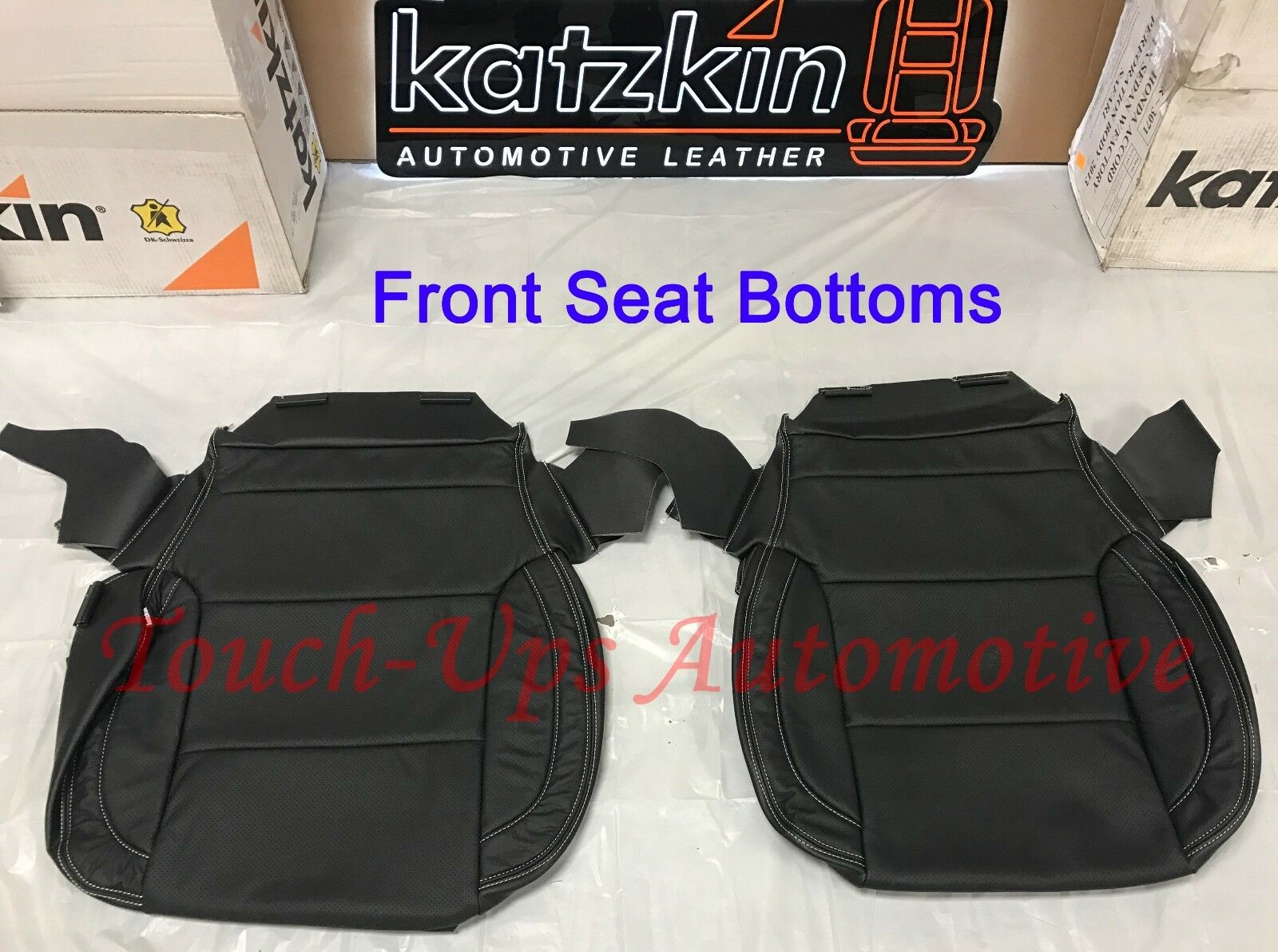 2014-2018 GMC Sierra Crew Cab SLE KATZKIN Black Leather Seat Covers Replacement