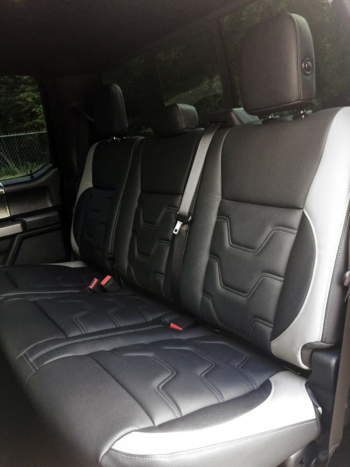 2017-2020 Ford F-250 XLT SuperCrew ALEA Black Gray Leather Seat Covers Custom