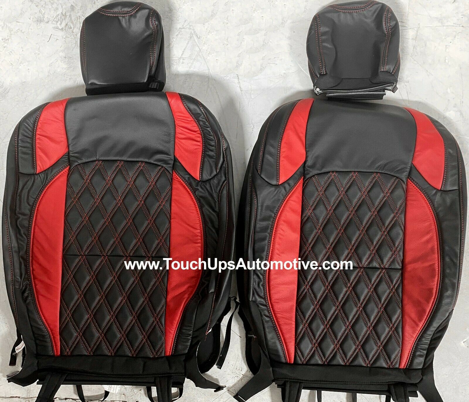 2018-2022 Jeep Wrangler JL 2 4 Door Leather Seat Covers Black Red Tekstitch Diamond
