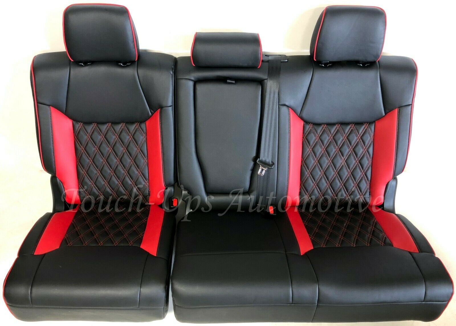 Black Salsa Red Leather Seat Covers TekStitch 2014-2021 Tundra CrewMax Double Cab diamond