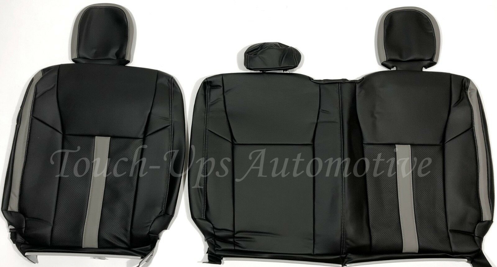 2015-2018 Ford F-150 XLT SuperCrew Katzkin Leather Seat Covers Black Gray SEMA