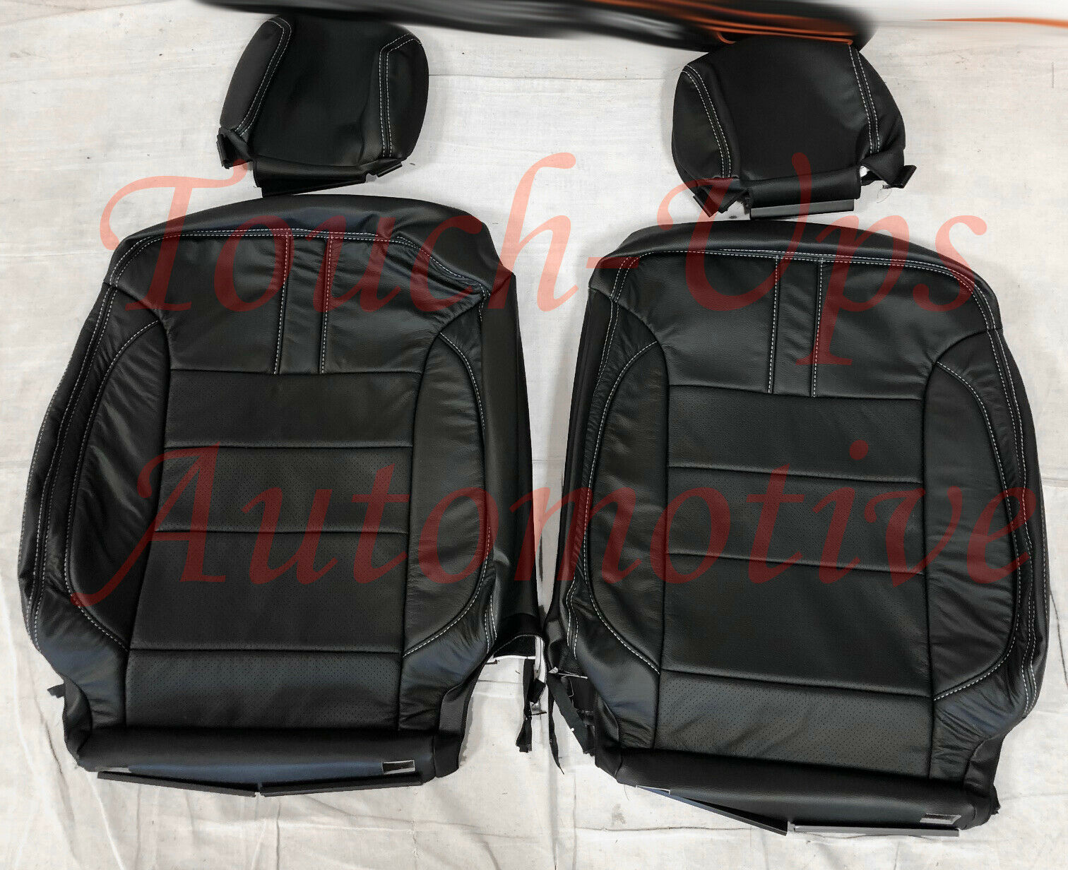 Leather Seat Covers 2014-2018 Chevrolet Silverado Crew Cab Black Silver *Design*