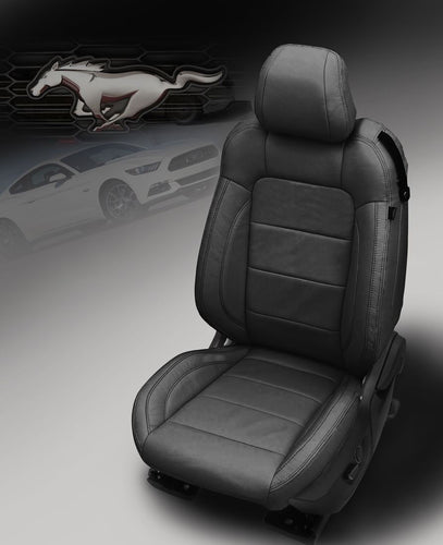 2015-2020 Ford Mustang GT V6 Eco Coupe KATZKIN Black Leather Seat Covers Kit