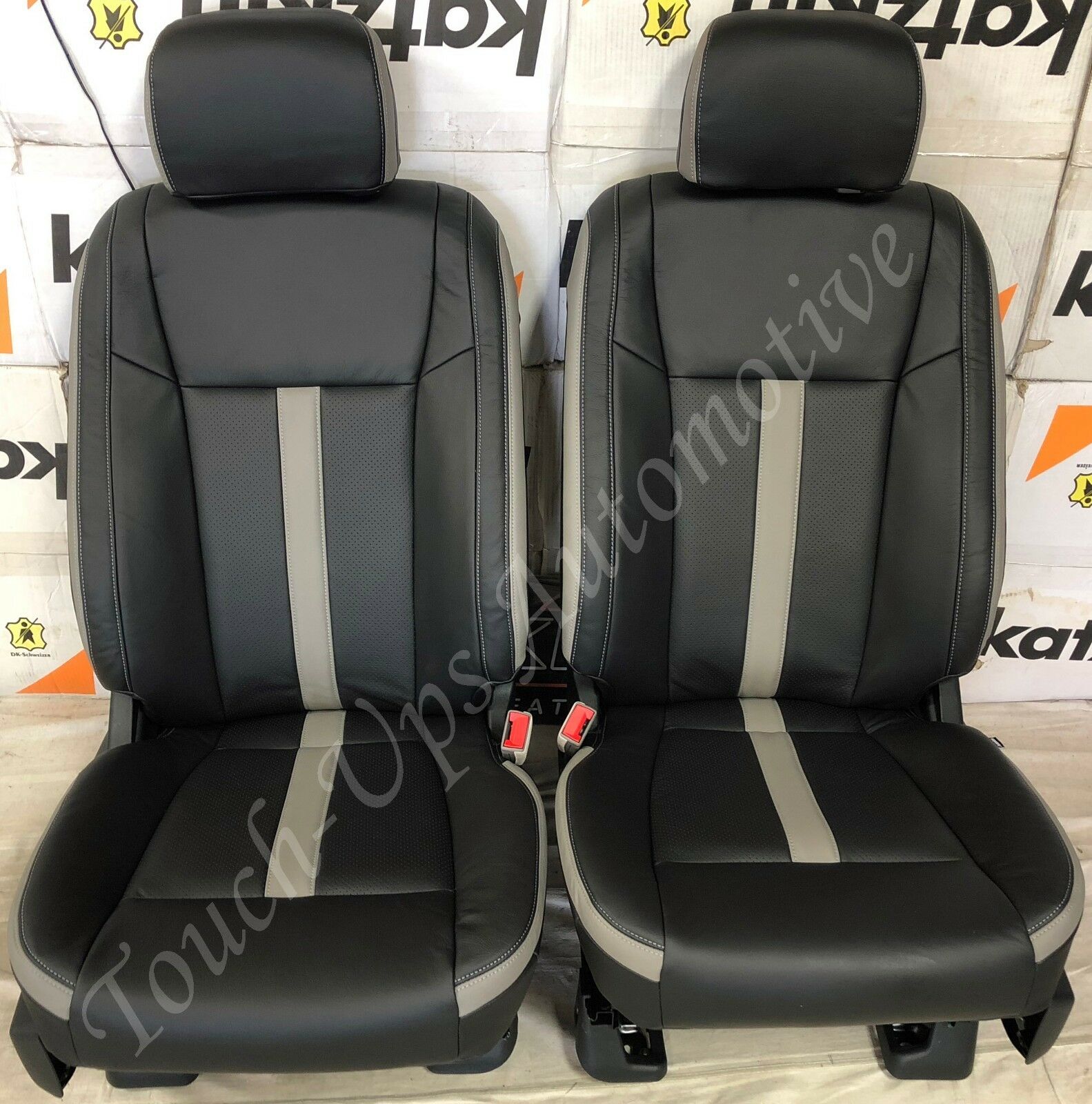 2017 2018 Ford F-250 XLT Super Crew Katzkin Leather SEMA Black Gray F250 Buckets