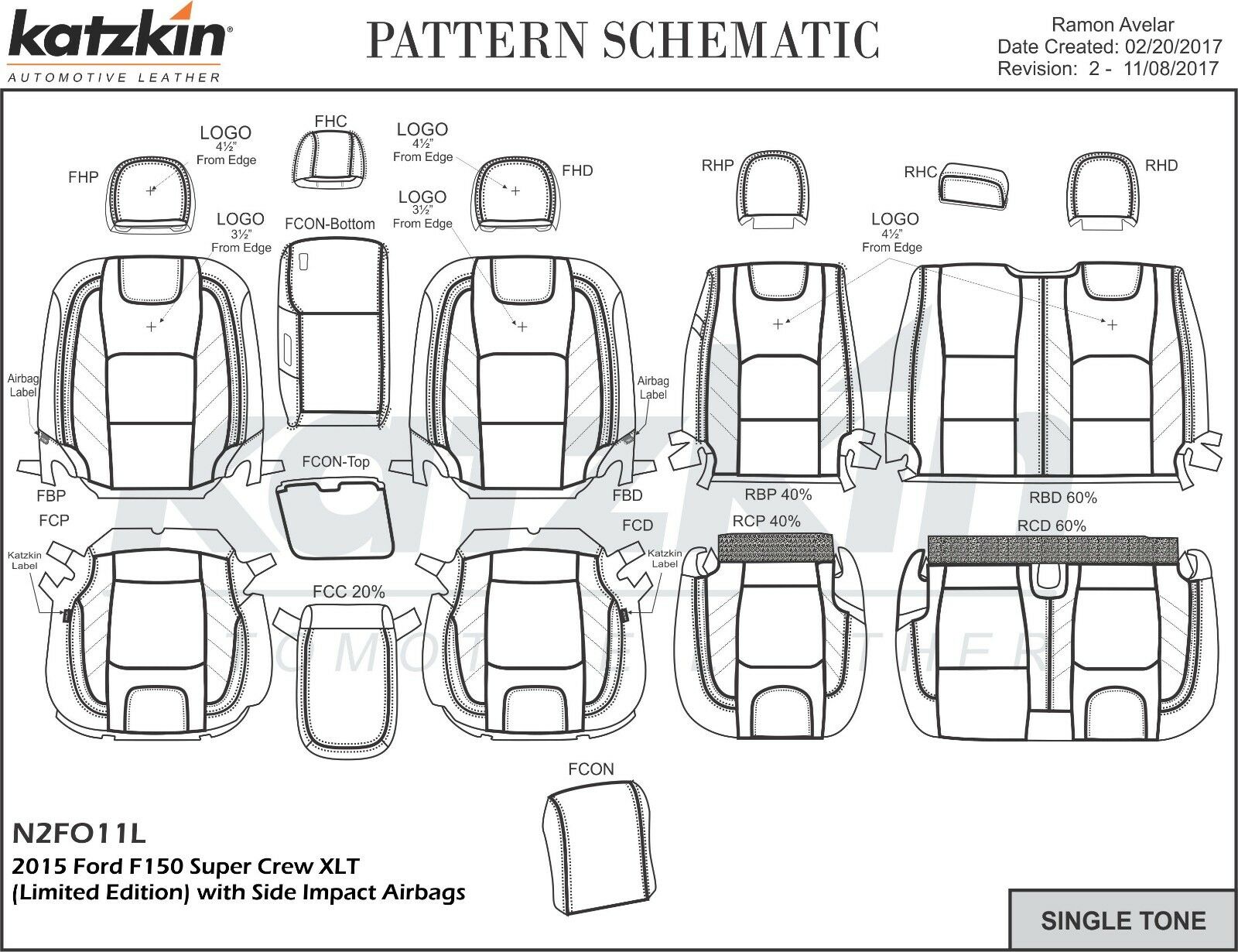 2015-2018 Ford F-150 XLT Super Crew Katzkin Leather Seat Covers LIMITED Black