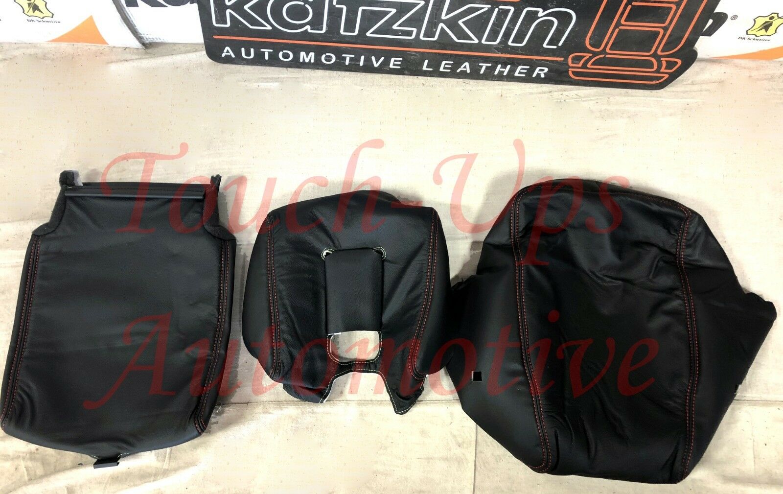 2014-2018 Chevrolet Crew Cab LT KATZKIN Black Red Silverado Leather Seat Covers
