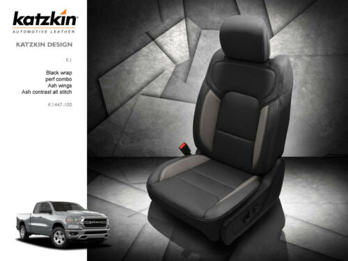 2019-22 Dodge Ram Crew Cab Big Horn Lone Star Katzkin Black Leather Seat Covers