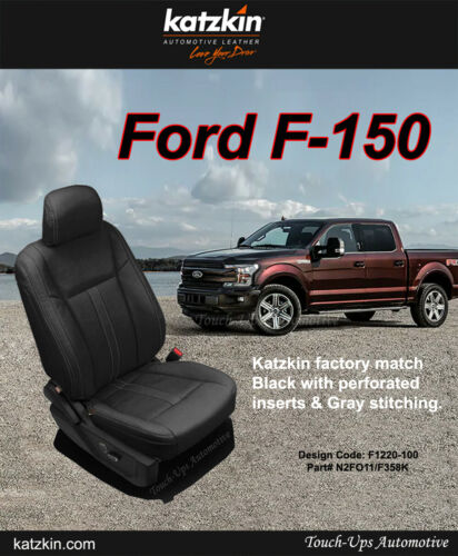 2015 2016 2017 2018 F-150 XLT SuperCrew Katzkin Black Leather Seat Covers Kit