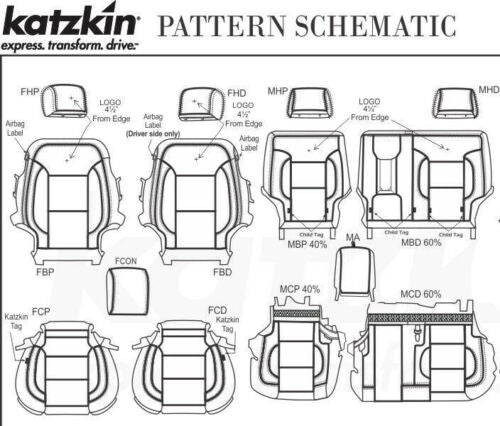 19-20 Chevrolet Tahoe TWO 2 Row KATZKIN Black Leather Seat Covers Replacement