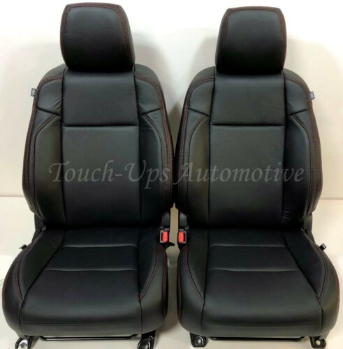 KATZKIN Black Red Leather Seat Covers for 2016-2021 Toyota Tacoma DOUBLE Cab