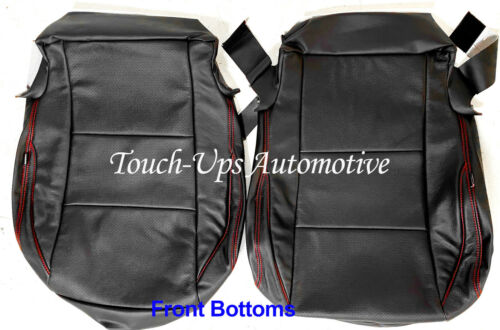 KATZKIN Black Red Leather Seat Covers for 2016-2021 Toyota Tacoma DOUBLE Cab