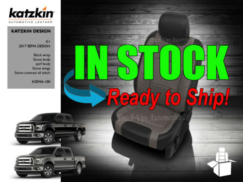 2015-2018 Ford F150 XLT SuperCrew KATZKIN Leather Seat Covers LIMITED Black Gray