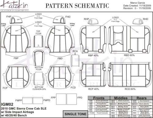 2010-2013 GMC Sierra Crew Cab Katzkin Black Leather Seat Covers Kit Ebony Match