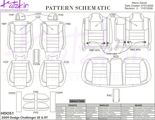 2009 2010 Dodge Challenger SE RT Custom Design KATZKIN Leather Seat Covers Red
