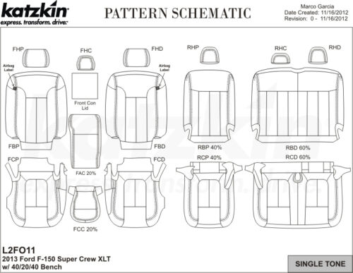 2013 2014 Ford F-150 XLT SuperCrew Cab Katzkin Leather Seat Covers Gray Steel