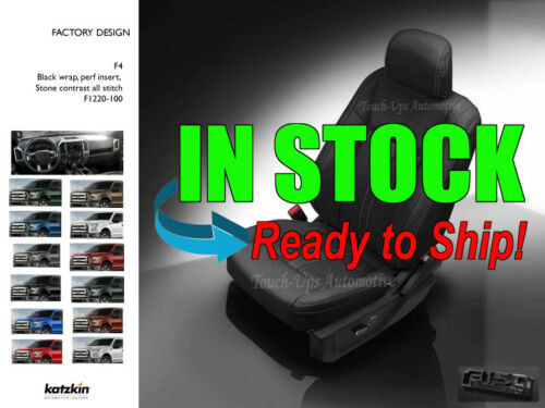 2015 2016 2017 2018 F-150 XLT SuperCrew Katzkin Black Leather Seat Covers Kit