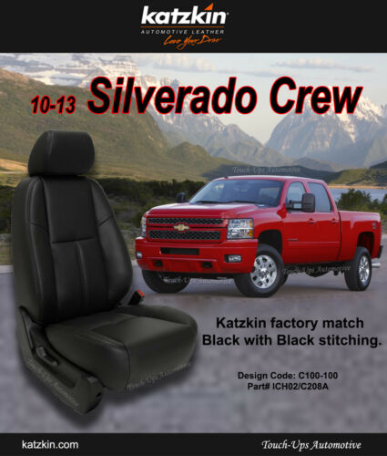 2010-2013 Chevrolet Silverado LT Crew Cab Black Katzkin Leather Seat Covers Kit