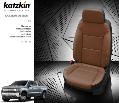 2019-2022 Silverado Double or Crew Cab LT Katzkin Leather Seat Covers Mahogany Trail Boss