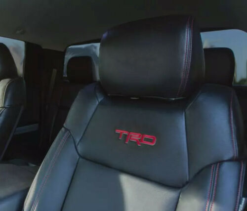 Fits 2014-2020 Toyota Tundra CrewMax ALEA Black Red Leather Seat Covers Logo TRD