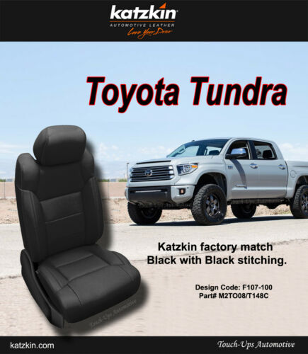 Katzkin Black Leather Seat Covers for 2014-2020 Toyota Tundra CrewMax SR5 Red TRD LOGOS!